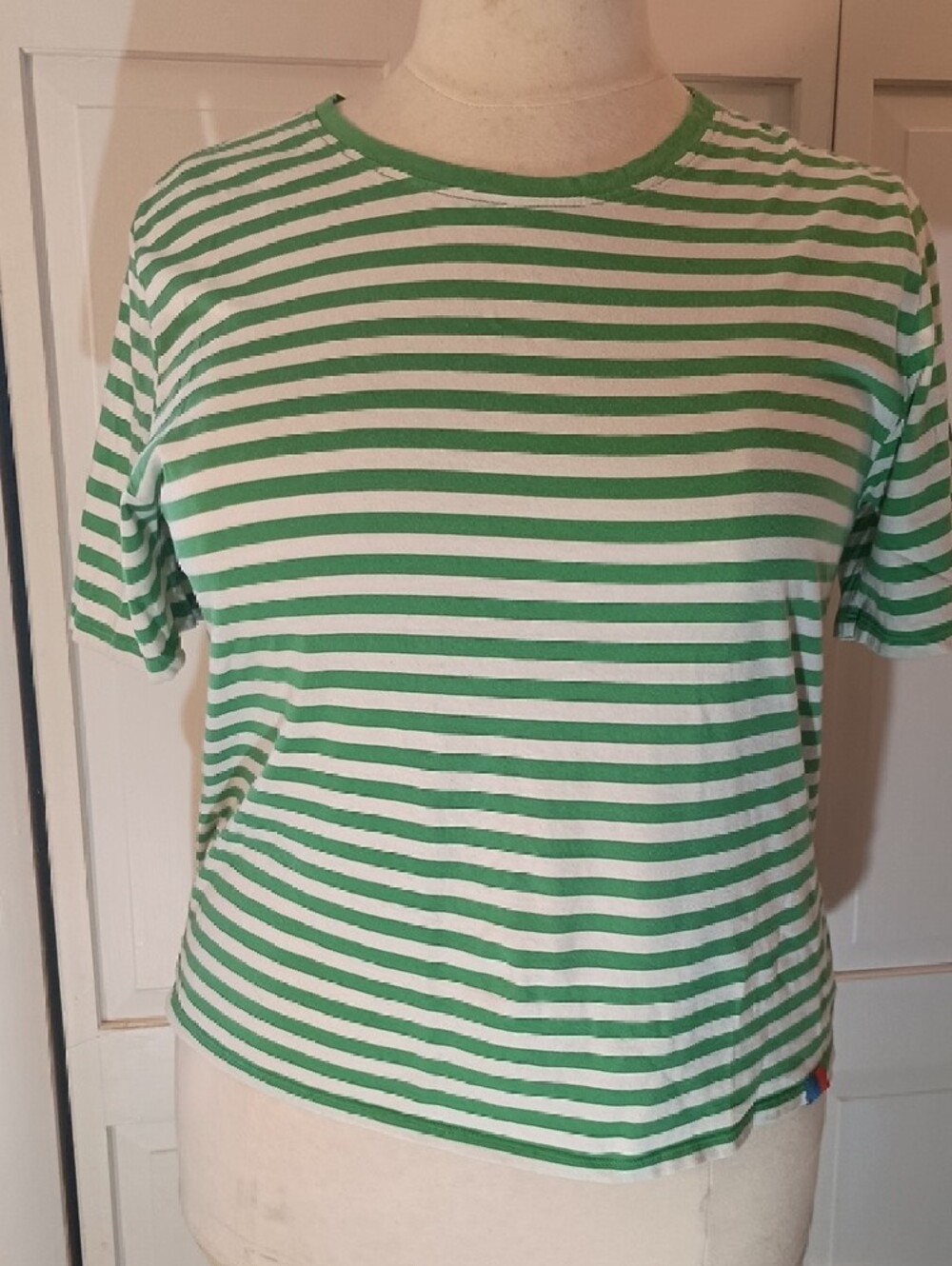 KULE Green and White Striped Tee Shirt